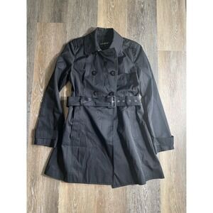 Black Rivet‎ Womens Double Breasted Belted Trench Coat Black Small